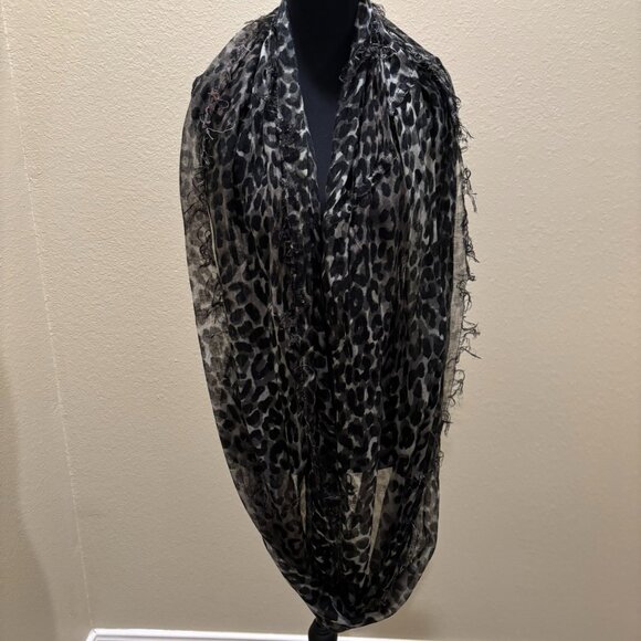 Collectioneighteen Accessories - Collections 18 Accessories Black White Leopard Print Scarf Wrap